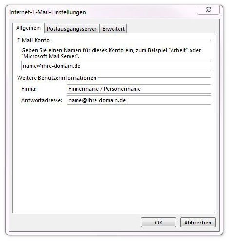 Outlook - erweiterte Einstellungen vornehmen