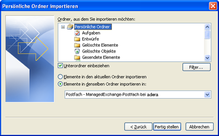 Exchange-Postfach übernehmen - adera-web