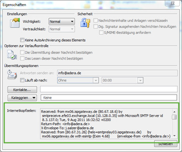 E-Mail-Header in Outlook